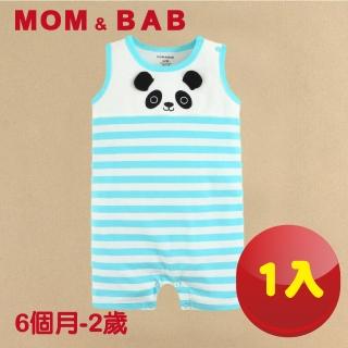 【MOM AND BAB】頑皮熊貓純棉無袖兔裝-單件組(6M-2T)