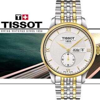 【TISSOT 天梭】力洛克半金小秒針機械腕錶(銀x雙色版/39mm T0064282203801)