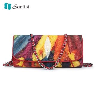 【Sarlisi】繽紛羽毛珍珠魚真皮包(彩色)