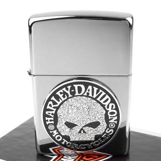 【ZIPPO】美系-哈雷-Harley-Davidson-SKULL(施華洛世奇水晶貼飾)