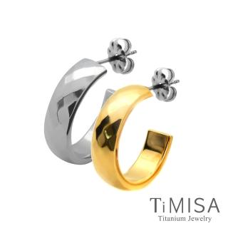 【TiMISA】格緻真愛-寬版 純鈦耳環一對(雙色可選)