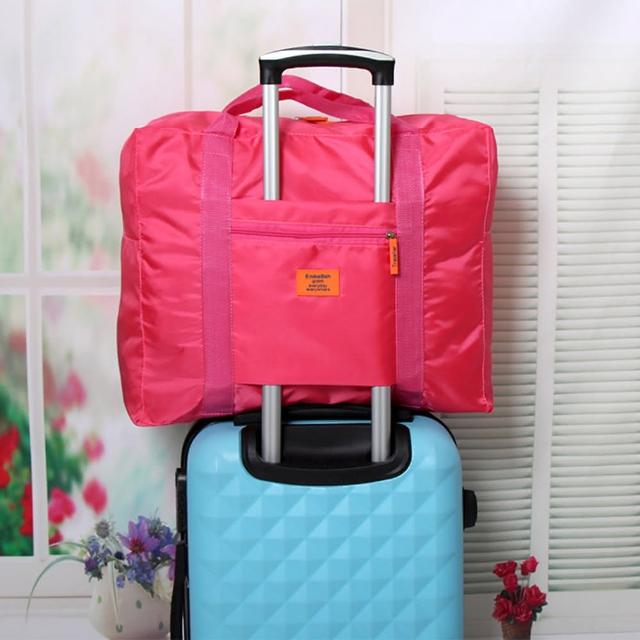 【韓版】插桿式兩用摺疊旅行手提袋momo旅遊網(3色)