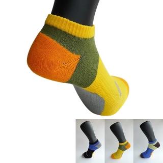 【三合豐 acolor】加大尺碼精梳棉氣墊底男性慢跑襪/運動襪-6雙(MIT 勁黑色、黃綠色、寶藍色)