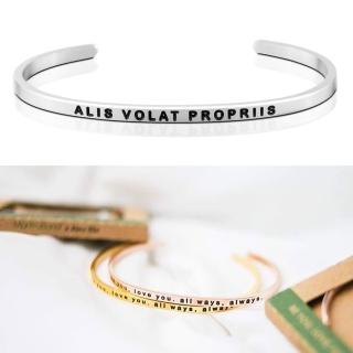 【MANTRABAND】美國悄悄話手環 ALIS VOLAT PROPRIIS 振翅飛翔 銀色手環 拉丁文版(悄悄話手環)