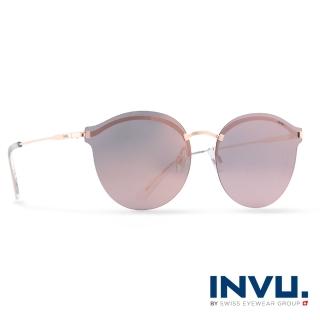 【INVU瑞士】來自瑞士濾藍光偏光金屬水銀太陽眼鏡(玫瑰金 T1801A)