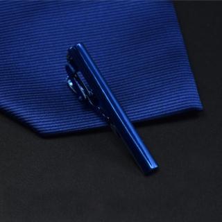 【拉福】領帶夾窄版領帶夾窄領夾亮槍面(藍4.3cm)