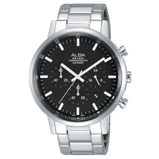 【ALBA】簡約大指針三眼計時腕錶(42mm/黑/VD53-X296D)