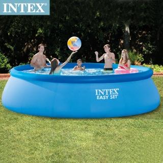 【INTEX】簡易裝EASY SET大型游泳池-附濾水泵+送電動幫浦 457x107cm-12430L 適用6歲+(26165)