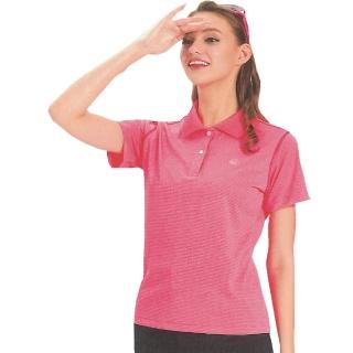 【SINA COVA】女版運動休閒吸濕排汗短POLO衫(桃紅條紋)