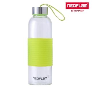 【NEOFLAM】耐熱玻璃水壺經典款550ml+矽膠套-綠色(隨身水瓶)