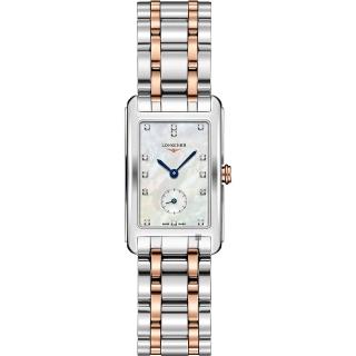 【LONGINES 浪琴】DolceVita 18K小秒針真鑽女錶-珍珠貝x雙色版/23mm(L55125877)