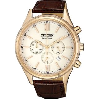 【CITIZEN 星辰】亞洲限定光動能計時手錶-玫瑰金框x咖啡/42mm(CA4413-19A)