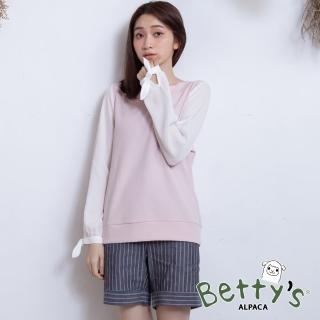 【betty’s 貝蒂思】收邊條紋配色寬鬆短褲(條紋紅)