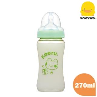 【Piyo Piyo 黃色小鴨】哈皮蛙 PPSU媽咪乳感寬口徑葫蘆奶瓶 270ml