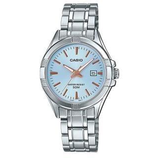 【CASIO 卡西歐】氣質石英指針女錶 不鏽鋼錶帶 藍 防水50米(LTP-1308D-2A)
