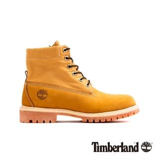 【Timberland】男款小麥色磨砂革迷彩圖案反摺靴(A21B1231)