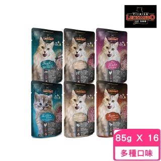 【LEONARDO 里奧納多】貓用《主食鮮肉包》貓餐包 85g(16包組)