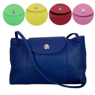 【LONGCHAMP】Le Pliage Cuir 小羊皮迷你斜背包/郵差包(5色)