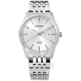 【CITIZEN 星辰】品味風尚 礦石強化玻璃 日期 日本機芯 不鏽鋼手錶 銀色 39mm(BI5000-87A)