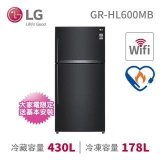 【LG 樂金】12/1-13登記送1212momo幣★608公升◆二級能效直驅變頻上下門冰箱 夜墨黑(GR-HL600MB)