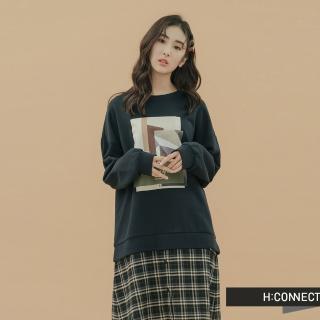 【H:CONNECT】韓國品牌 女裝 -幾何圖印拼接洋裝(藍色)