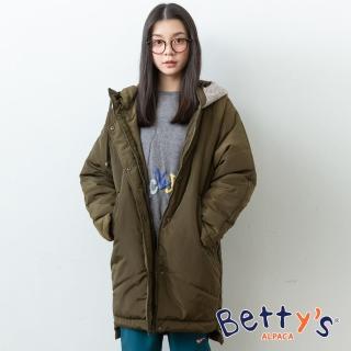 【betty’s 貝蒂思】帽子拼接寬版鋪棉大衣(深綠)