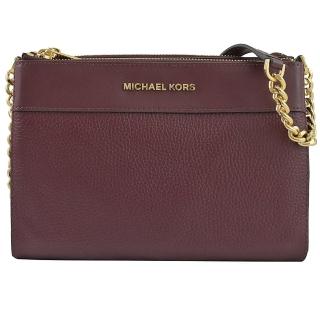 【Michael Kors】KENLY 雙拉鍊三層鍊條斜背包(葡萄紅)