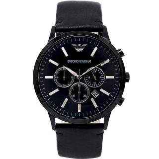 【EMPORIO ARMANI】Sportivo 極黑霸氣王者男性手錶-黑面x黑色/46mm(AR2461)