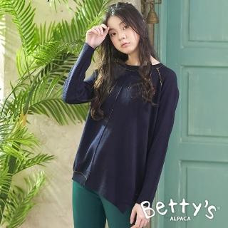 【betty’s 貝蒂思】簡約繡線針織線衫(深藍)