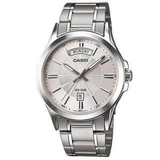 【CASIO 卡西歐】時尚貴族系不鏽鋼腕錶-銀(MTP-1381D-7A)